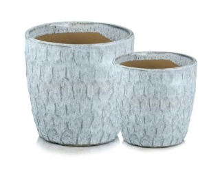 Osłonka ceramiczna doniczka na kwiaty szara ozdobna vintage