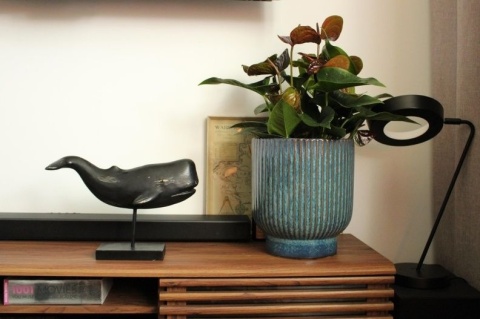 Osłonka donica doniczka ceramika niebieska na kwiaty