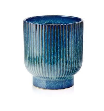 Osłonka duża donica na kwiaty ceramiczna niebieska ozdoba