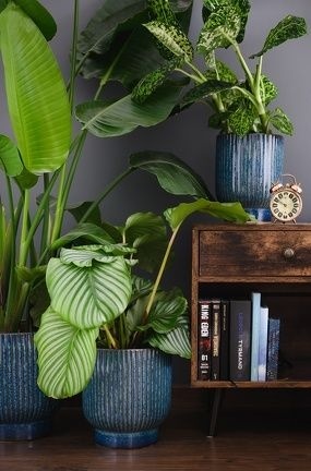 Osłonka duża donica na kwiaty ceramiczna niebieska ozdoba