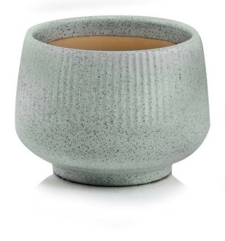 Osłonka na kwiaty szara donica ceramiczna nakrapiana ozdoba