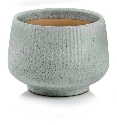 Osłonka na kwiaty szara donica ceramiczna nakrapiana ozdoba