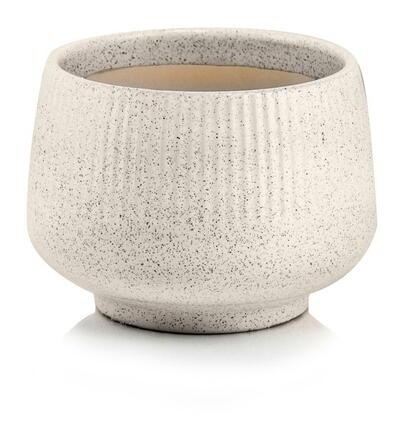 Osłonka na kwiaty donica ceramiczna beżowa nakrapiana ozdoba