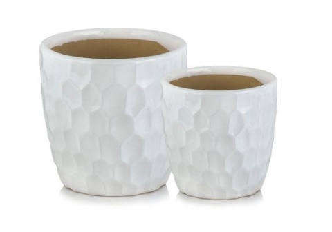 Osłonka biała na kwiaty doniczka ceramiczna ozdobna donica