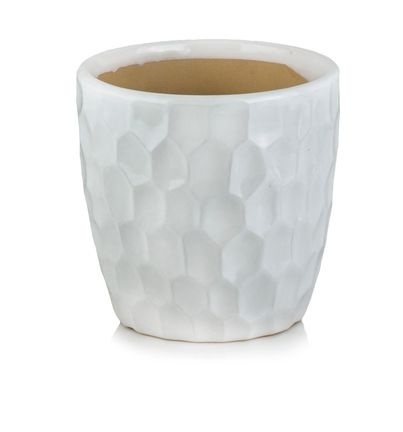 Osłonka biała na kwiaty doniczka ceramiczna ozdobna donica