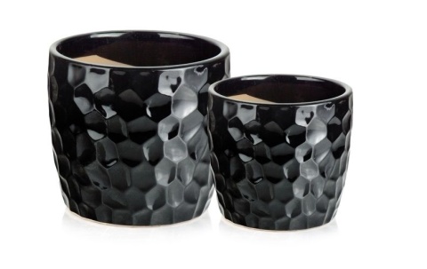 Osłonka na kwiaty doniczka ceramiczna czarna vintage