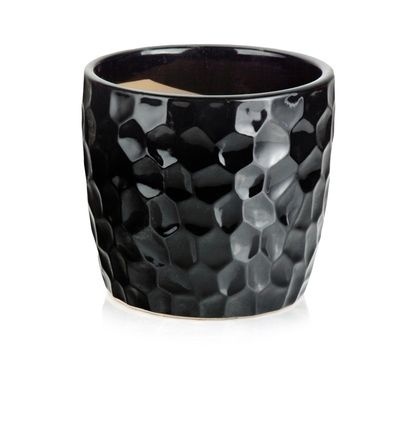 Osłonka na kwiaty doniczka ceramiczna czarna vintage