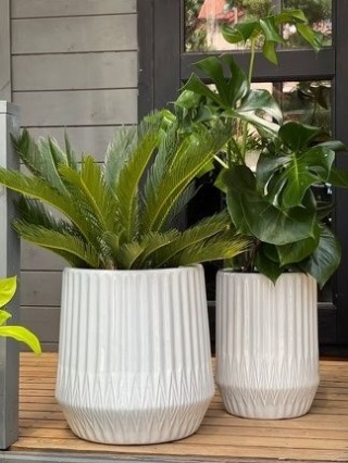 Osłonka duża donica ceramiczna biała na kwiaty ozdobna