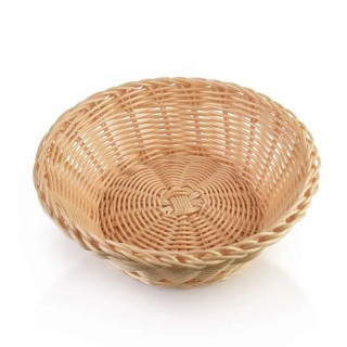 Koszyk polirattanowy okrągły na święta pieczywo Sino krem