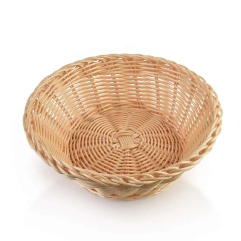 Koszyk polirattanowy okrągły na święta pieczywo Sino krem