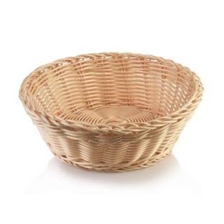 Koszyk polirattanowy okrągły na święta pieczywo Sino krem