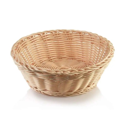Koszyk polirattanowy okrągły na święta pieczywo Sino krem