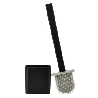 Szczotka toaletowa silikonowa Eda do wc mat czarna stojąca