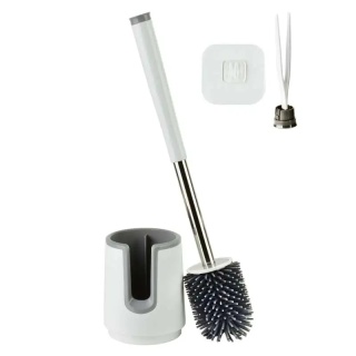 Szczotka biała do wc toaletowa silikonowa Eda mat pojemnik