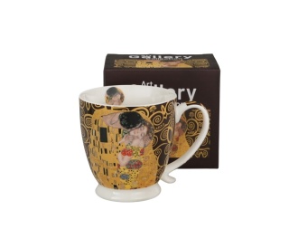 Kubek na stopce w pudełku Klimt kiss pocałunek jumbo brown