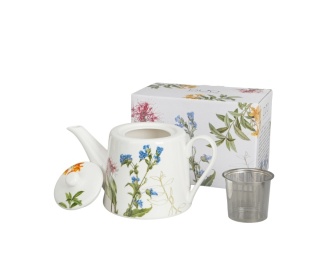 Dzbanek imbryk z zaparzaczem porcelana barwy natury kwiaty