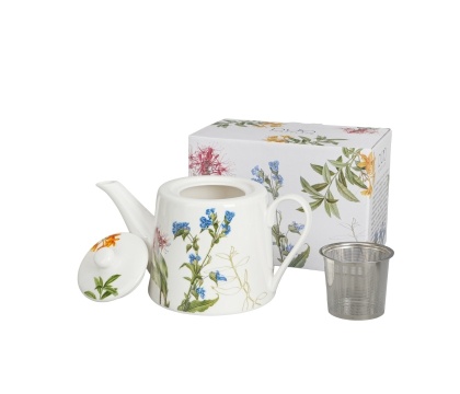 Dzbanek imbryk z zaparzaczem porcelana barwy natury kwiaty