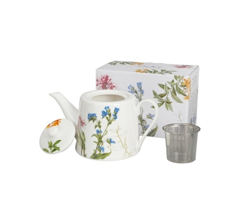 Dzbanek imbryk z zaparzaczem porcelana barwy natury kwiaty