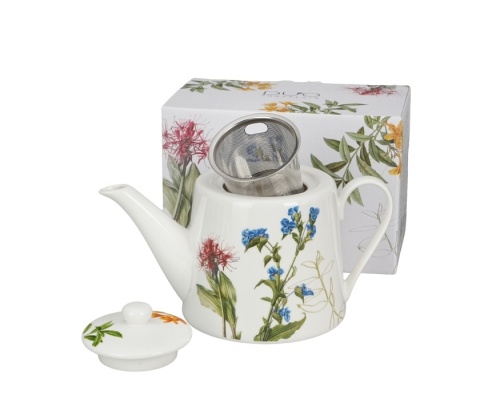 Dzbanek imbryk z zaparzaczem porcelana barwy natury kwiaty