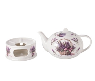 Dzbanek na podgrzewaczu imbryk lawenda crocus porcelana