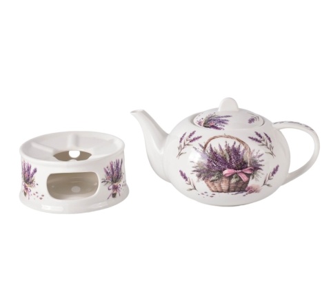 Dzbanek na podgrzewaczu imbryk lawenda crocus porcelana