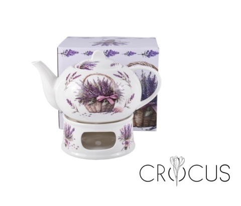 Dzbanek na podgrzewaczu imbryk lawenda crocus porcelana