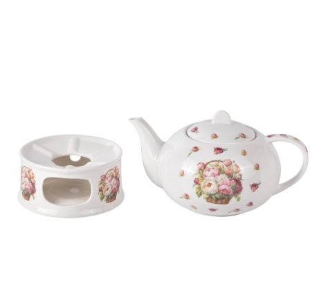 Dzbanek na podgrzewaczu imbryk piwonie crocus porcelana