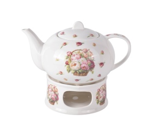 Dzbanek na podgrzewaczu imbryk piwonie crocus porcelana