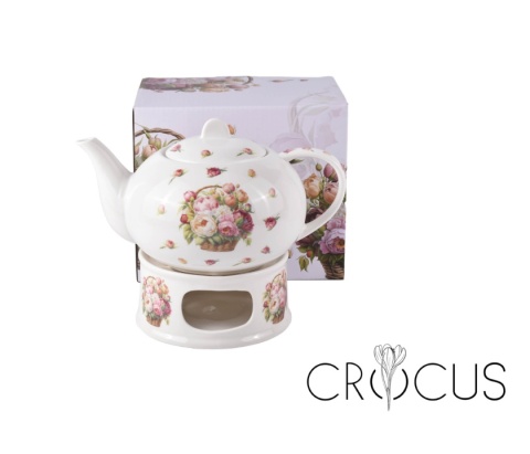 Dzbanek na podgrzewaczu imbryk piwonie crocus porcelana