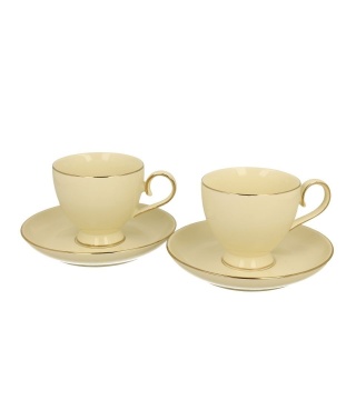 Filiżanki Victoria do herbaty na urodziny ecru zestaw 6 szt