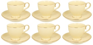 Filiżanki Victoria do herbaty na urodziny ecru zestaw 6 szt