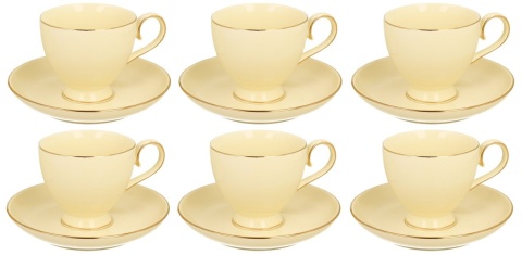 Filiżanki Victoria do herbaty na urodziny ecru zestaw 6 szt