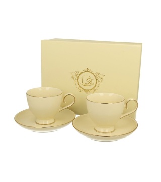 Filiżanki Victoria do kawy herbaty prezent ecru zestaw 2szt
