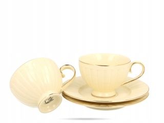Filiżanki do kawy herbaty Nina na prezent ecru zestaw 2szt