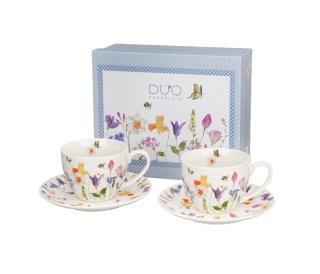 Filiżanki ze spodkami May na prezent kwiaty zestaw 2 szt