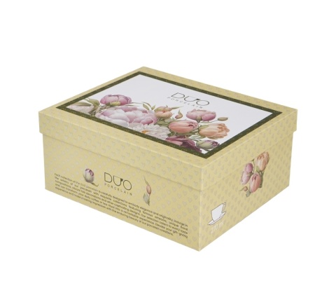 Filiżanki ze spodkami piwonie na prezent zestaw 2 szt duo