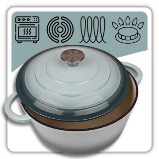 Garnek żeliwny emaliowany 5 l pokrywka indukcja miętowy