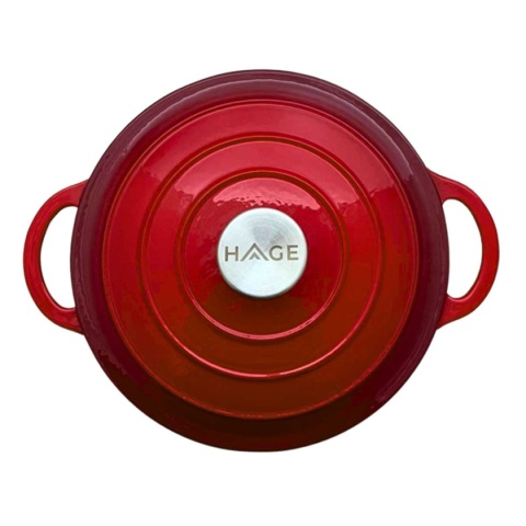 Garnek żeliwny emaliowany czerwony 5 l z pokrywką piekarnik