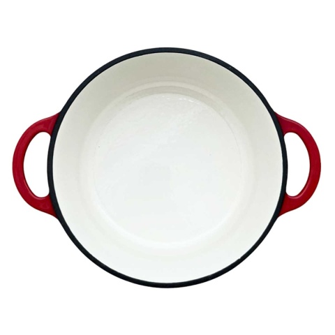 Garnek żeliwny emaliowany czerwony 5 l z pokrywką piekarnik