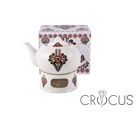 Imbryk dzbanek z podgrzewaczem parzenica porcelana crocus