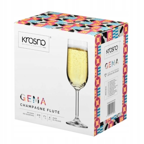 Kieliszki do szampana Gema Krosno komplet 6 szt 210 ml