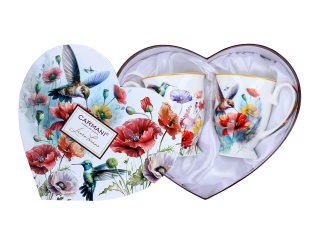 Kubki w sercu na prezent Lozano Carmani zestaw 2szt kolibry