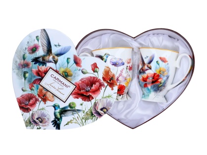 Kubki w sercu na prezent Lozano Carmani zestaw 2szt kolibry