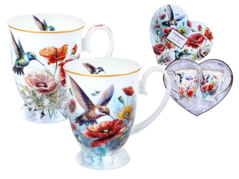 Kubki w sercu na prezent Lozano Carmani zestaw 2szt kolibry