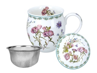 Kubek Kwiaty Polne z zaparzaczem beczułka prezent carmani