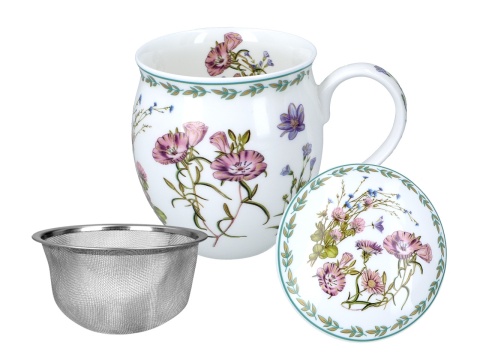 Kubek Kwiaty Polne z zaparzaczem beczułka prezent carmani