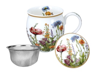 Kubek Kwiaty Polne z zaparzaczem beczułka prezent carmani