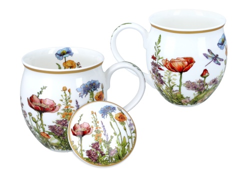 Kubek Kwiaty Polne z zaparzaczem beczułka prezent carmani