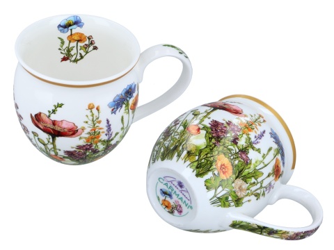 Kubek Kwiaty Polne z zaparzaczem beczułka prezent carmani