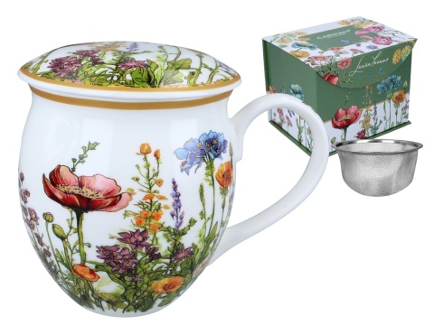 Kubek Kwiaty Polne z zaparzaczem beczułka prezent carmani